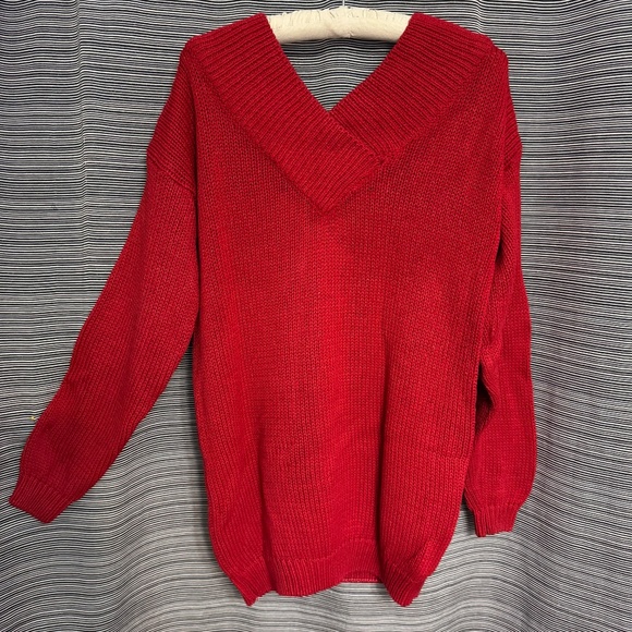 Stefano World Wide Cotton/Ramie Blend Red Cross Neck Sweater Size Large - Picture 2 of 8